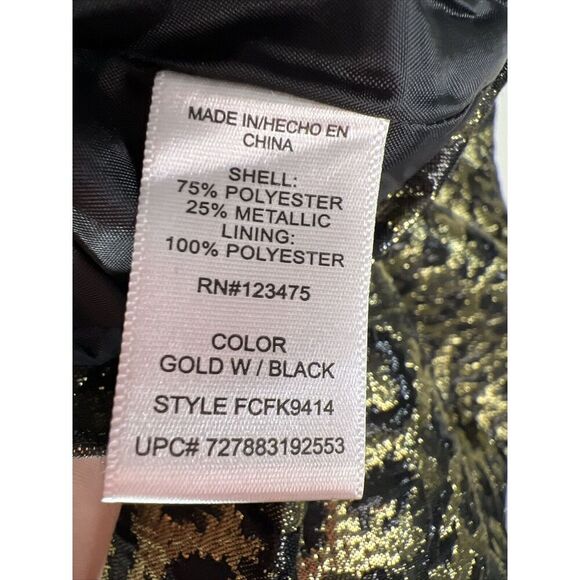 Black Gold Metallic Leopard Dress French Connection Shift Dress Size 4 - Picture 7 of 9